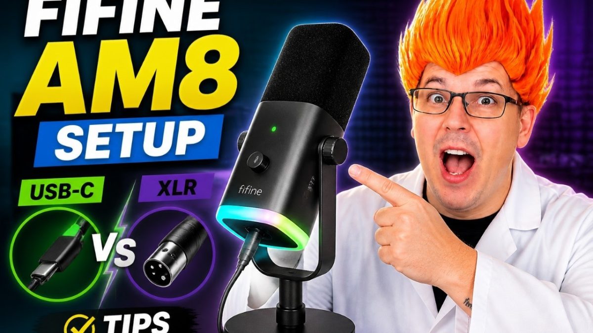 USB XLR dynamic microphone: FIFINE AmpliGame AM8 USB/XLR Dynamic Microphone shown in my hands-on review